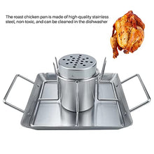 AFPSDLFJDLS Steel Beer Can Chicken Turkey Roaster Oven Rotisserie BBQ Grill Stand Holder Tray Vertical Poultry Rack Party