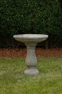 Solid Rock Stoneworks Classic Oval Concrete Birdbath – 24” Tall Outdoor Garden Accent – Heavy-Duty Handcrafted Cement Bird Bath – Weather Resistant Yard Décor – Made in USA- PreAged