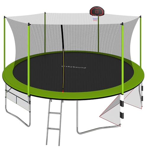 SkyBound Outdoor Trampoline with Enclosure Safety Net Green