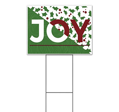 TampaPrinting Joy Yard Sign 18" x 24" with Metal Step Stake