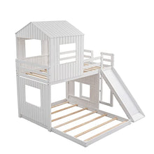 Harper & Bright Designs Twin Over Full House Bunk Bed with Slide and Roof White