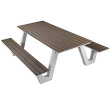 Pangea Home Lukas Picnic Table, White Frame and Grey Polyresin