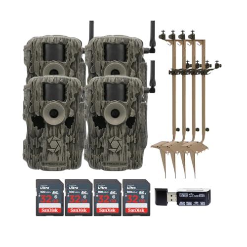 Stealth Cam 36MP Fusion Max Cellular Trail Camera 2-Pack with Mounting Post, Memory Card & Card Reader Bundle