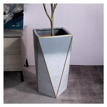 thalo Planter Pots Tall Ceramic Flowerpot Rhombus Quadrilateral Flowerpot Blue Creative Large Green Plant Flowerpot Plant Container Accessories (Size : Medium)