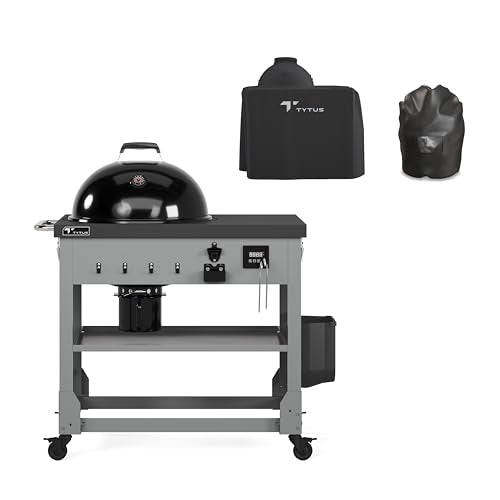 Tytus 22-Inch Charcoal Kettle Grill with Mobile Cart for BBQ Cooking