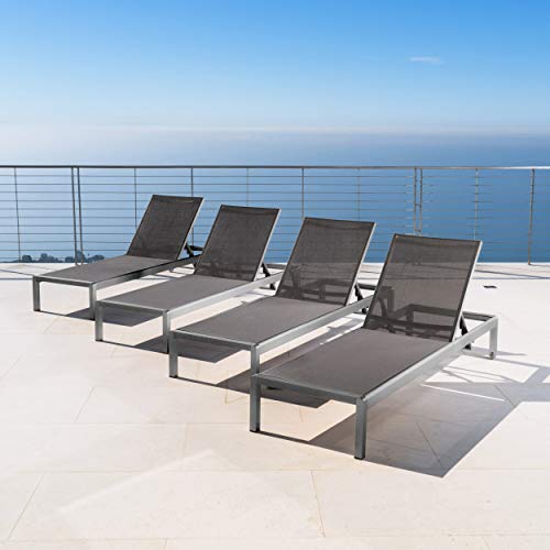 Misc Outdoor Aluminum Chaise Lounge (Set of 4) by Grey Solid Modern Contemporary Water Resistant
