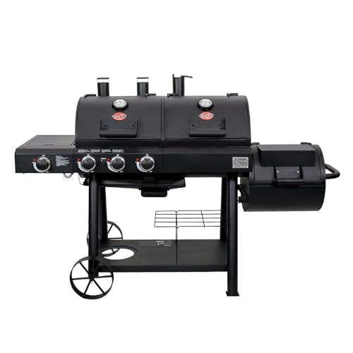 Char-Griller Texas Trio 3-Burner Gas & Charcoal Grill and Smoker Black