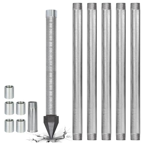 Shallow Well Kit for Homestead Water Access, Farm Irrigation and Rural Water Supply, Stainless Steel Well Point with Galvanized Pipe System(6M Kit)