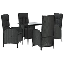fsahslih 5 Piece Patio Dining Set Black Poly Rattan Reclining Chairs