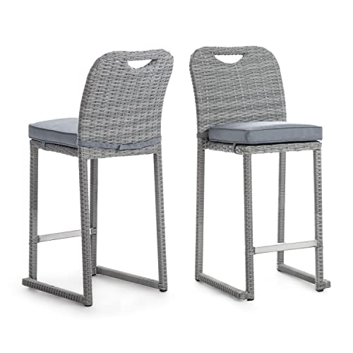 Greemotion USA Cyprus 6-Piece PE Wicker Outdoor Chairs with Cushions Grey