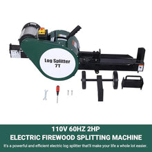 Log Splitter 7 Ton, Wood Splitter Electric Powered, Electric Firewood Splitting Machine with Double Flywheel, Electric Log Splitter with 2 HP Powerful for Gardening & Forestry (Dark Green 7 Ton)