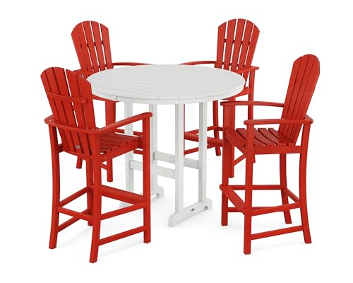 POLYWOOD® Palm Coast Bar Set, Sunset Red/White
