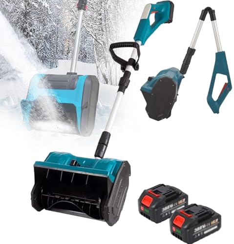 McbeAn Electric Foldable Snow Blower, Cordless Snow Shovel with 2 Battery, Adjustable Direction & Telescopic Pole, Safe Operation, for School Roads Driveways
