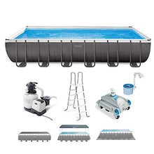 Intex Ultra XTR Rectangular Pool Set with Pump, Vacuum Cleaner & Skimmer Gray
