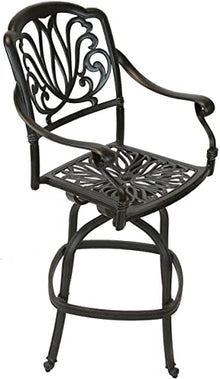 theWorldofpatio Elizabeth Cast Aluminum Powder Coated 6pc Outdoor Patio Swivel Counter Stools 24 inches H - Antique Bronze