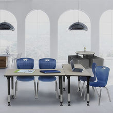 Regency Kee Height Adjustable Classroom Table Set with 18" Andy Chairs Maple/Navy
