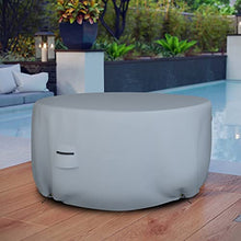 Round Patio Table Cover 18 Oz Waterproof - 100% Weather Resistant Outdoor Round Table Cover with Air Pocket and Drawstrap for Snug Fit (72" Dia x 28" H, Grey)