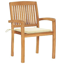 XHNIFBN Teak 8-Stack Dining Chairs 22.6"x23.6"x35.4", Cushioned Outdoor/Indoor Wood Seats for Patio, Balcony, Bistro