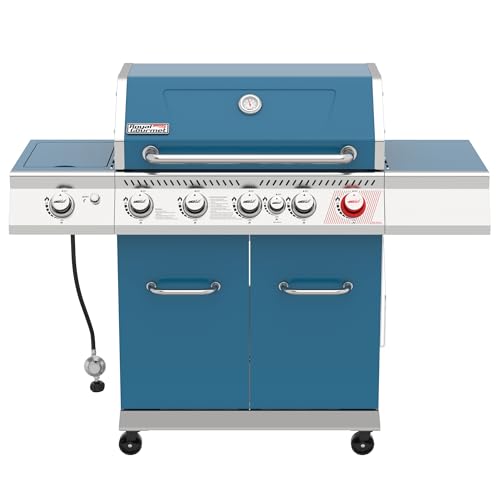 Royal Gourmet GA5403B 5 Burner Propane Gas Grill with Side Burner, Blue