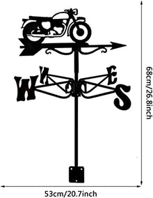 SkiPdr Weathervane,Weathervane Metal for Roof Garden Yard Vintage Motorcycle Weathervanes Hollow Out Black Weather Vane Wind Direction Indicator for Roof Garden Outdoor Lawns Farm Sheds Barns