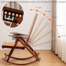 Chinese-Style Rattan Lounge Chair Split Sleeper Rocking Chair for Patio, Garden Balcony Handwoven Cane Chair for Ultimate Relaxation(Brown,107 * 93 * 54cm)