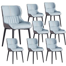 UWYTGF Modern Nordic Style Set of 8 Waterproof Pu Leather Dining Chairs with Metal Legs for Office Lounge Dining Kitchen Bedroom Blue,Bule
