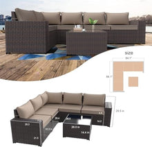 UOPYNE Patio Sectional Furniture Set, 6 Piece All Weather Backyard Conversation Seat, Wicker Conversation Sets, Rattan Sofa Chair with Cushion for Garden, Poolside, Backyard, Porch
