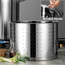 Stainless Steel Crab Seafood Boil Pot with Strainer Basket Riveted Handles,Heavy Duty Crawfish Turkey Fryer Pot for Boiling Frying(35x35cm)