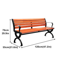 Sunyongfly Outdoor Garden Bench,Park Bench,Wooden seat,cast Iron Frame, Double Outdoor Bench, for Squares, Parks, and Residential Areas(Size:120cm)