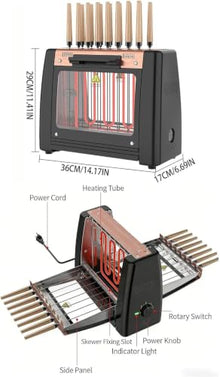 360° Auto-Rotating Electric Kebab Grill with 32 Skewers,Smokeless Indooroutdoor Bbq with Timer