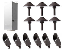 Pro-Trade Landscape Lighting Bundle - 150 Watt Transformer, 6 Bronze Path Light Fixtures, 6 Bronze Up-Light Fixtures, LED Bulbs Included - Project Pack of 12 Fixtures