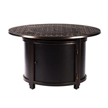 Oakland Living Aluminum 44 in. Round Fire Table Set Four Deep Seating Swivel Rockers, Fire Beads, Lid and Fabric Covers