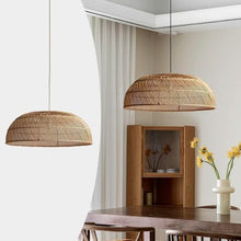 zhongheng Woven Pendant Light,Rustic Rattan Hanging Lamp Adjustable Handwoven Basket Shade Boho Fixtures for Kitchen Island Dining Room Bedroom Farmhouse Bar Foyer Hallway(23.6in)