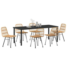 LKJVFCPW 7 Piece Garden Dining Set, Patio Furniture Table and 6 Chairs, Modern Brown Steel Outdoor Dining Group for Backyard, Deck, and Lawn