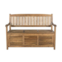Outdoor Escape Brown Storage Bench with Acacia Wood, Galvanized Steel Hardware, Oil Finish, 50 Inches Wide, Durable and Weather-Resistant Outdoor Furniture