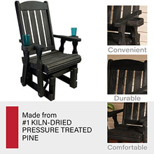 Amish Casual Heavy Duty 600 Lb Mission High Back Treated Glider Chair with Cupholders (Semi-Solid Black Stain)