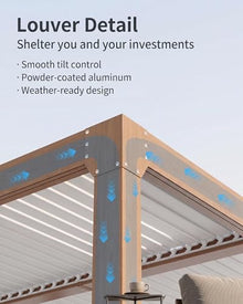 GAOMON10x10 ft Aluminum Louvered Pergola, Freestanding Heavy Duty Hardtop Gazebo with Adjustable Sun Shade Roof & Hidden Drainage, All-Weather Wood Grain Patio Cover for Deck, Backyard & Hot Tub