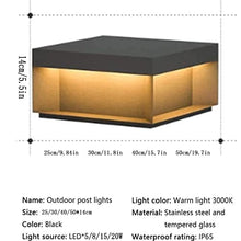 Outdoor Wall Lights Black Square Column Caps Lamp Modern Outdoor Post Cap Light LED Outside Waterproof Pillar Lamps Stainless Steel Gate Deck Stigma Lantern Fence Gate Porch Lawn Path Lamps Waterproof