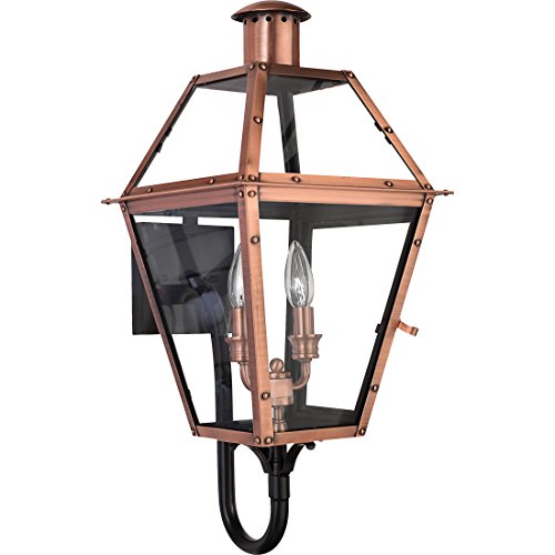 Quoizel Rue De Royal Charleston Outdoor Wall Lantern 23.5 Inch 2-Light Aged Copper
