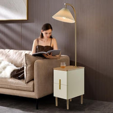 ZHONGCHENGWU Floor Lamp LED Side Table Lamp Combo，Modern Bedside & End Table with Reading Light for Bedroom, Living Room(Gray)