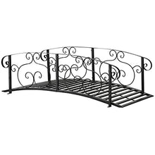 6 ft Metal Arch Garden Bridge, Safety Siderails, Backyard Creek Crossing, Black