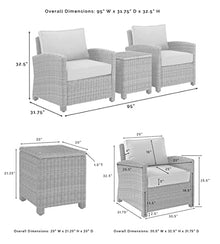 Crosley Furniture Bradenton 3-Piece Outdoor Chair and Side Table Set Brown with Navy Cushions