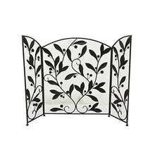 Fireplace Screen 3 Panel Folding Fireplace Net with Leaves and Flowers Design, 45" x 30" Fireplace Screen