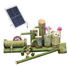 GenSDH Natural Bamboo Solar Fountain Kit, Zen Water Feature with Spinning Wheel, Feng Shui Circulating Ornament for Bird Bath, Garden Bowl, Patio, Balcony, Pond, 15.7In,21.7in(55cm)