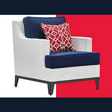 Tommy Hilfiger Hampton Modern White Mesh Outdoor Patio Furniture Collection Gunmetal Frame, Arm Chair, White & Navy