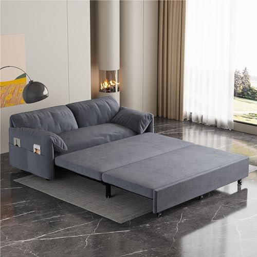 HomSof Convertible Queen Pull Out Sofa Bed Grey