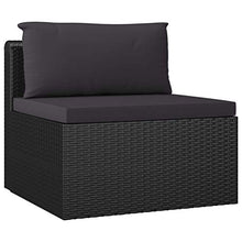 Heofavd 7 Piece Garden Lounge Set Black PE Rattan Modular Outdoor Sectional Furniture with Tempered Glass Table for Patio, Balcony, Conservatory up to 6 Seats