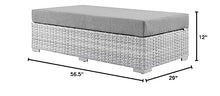Modway Convene Outdoor Patio Rectangular Ottoman in Light Gray Gray