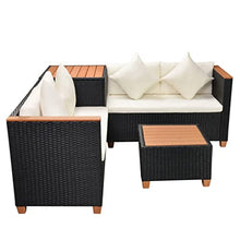 HGFDVCMR 4-Piece Patio Furniture Set, Black PE Rattan Outdoor Sofa