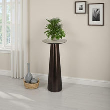 Benjara Plant Stand Accent Table- Bronze Metal- Round Gray Marble Top- 26 Inch